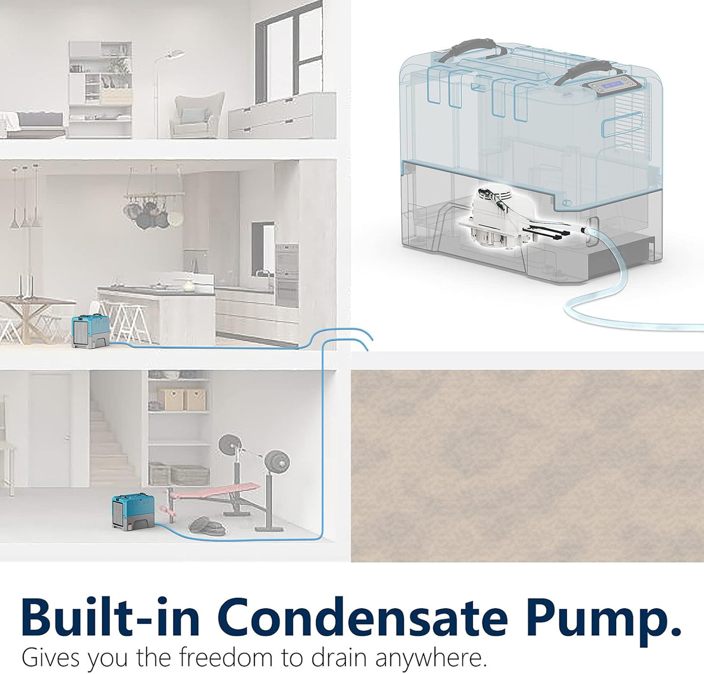 AlorairCommercial 180 Pints 2,300 Sq.Ft. Dehumidifier with Pump and Drain Hose | Alorair Storm LGR Extreme